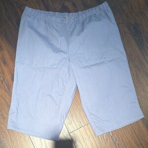 Woman Within Plus Petite Light Blue Flat-Front Elastic-Waist Capris